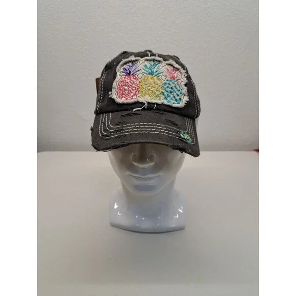 4350 Sunwashed Distressed Pineapple Cap Adjustable Lake Life Beach Summer New* - Picture 1 of 5